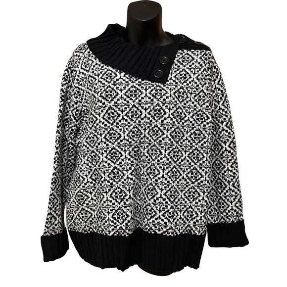 LIZ CLAIBORNE BLACK AND WHITE SWEATER SIZE PXL - Picture 2 of 11
